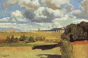 Jean Baptiste Camille  Corot The Roman Campagna,with the Claudian Aqueduct Spain oil painting artist